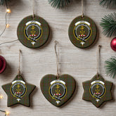 Gray Tartan Crest Christmas Ceramic Ornament
